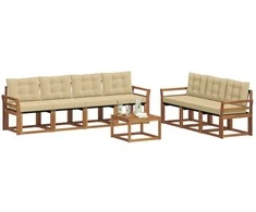 Lauko sofos komplektas su pagalve 8 pcs Natūralus ir bežinis