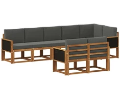 Lauko sofos komplektas su pagalve 8 pcs Natūralus ir antracitas