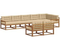 Lauko sofos komplektas su pagalve 8 pcs Natūralus ir bežinis