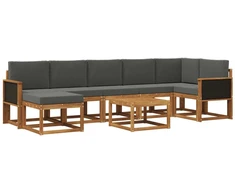 Lauko sofos komplektas su pagalve 8 pcs Natūralus ir antracitas