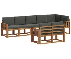 Lauko sofos komplektas su pagalve 8 pcs Natūralus ir antracitas