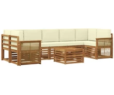 Lauko sofos komplektas su pagalve 8 pcs Natūralus ir grietinėlė