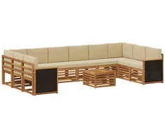Lauko sofos komplektas su pagalve 8 pcs Natūrali