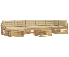 Lauko sofos komplektas su pagalve 8 pcs Balta ir kreminė