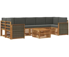 Lauko sofos komplektas su pagalve 8 pcs Natūralus ir antracitas