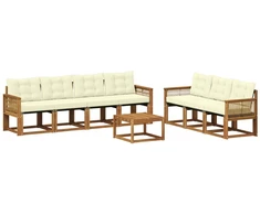 Lauko sofos komplektas su pagalve 8 pcs Natūralus ir grietinėlė