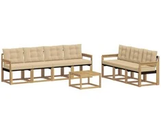 Lauko sofos komplektas su pagalve 8 pcs Balta ir kreminė