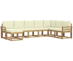 Lauko sofos komplektas su pagalve 8 pcs Balta ir kreminė