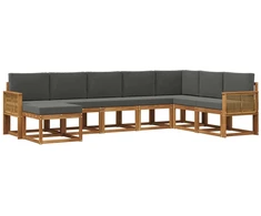 Lauko sofos komplektas su pagalve 8 pcs Natūralus ir antracitas