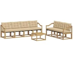 Lauko sofos komplektas su pagalve 8 pcs Balta ir kreminė