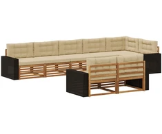 Lauko sofos komplektas su pagalve 8 pcs Natūralus ir bežinis