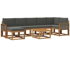 Lauko sofos komplektas su pagalve 8 pcs Natūralus ir antracitas
