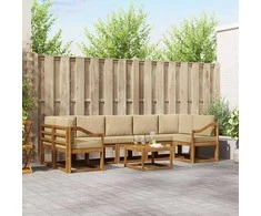 Lauko sofos komplektas su pagalve 8 pcs Natūralus ir bežinis