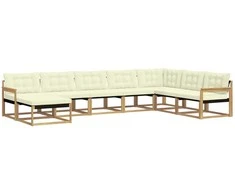Lauko sofos komplektas su pagalve 8 pcs Balta ir kreminė