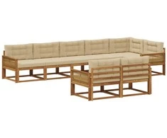 Lauko sofos komplektas 8 pcs Natūralus ir bežinis