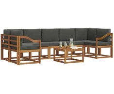 Lauko sofos komplektas su pagalve 8 pcs Natūralus ir antracitas