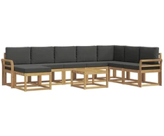 Lauko sofos komplektas su pagalve 9 pcs Balta ir antracito