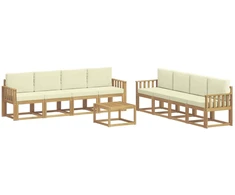 Lauko sofos komplektas su pagalve 9 pcs Balta ir kreminė