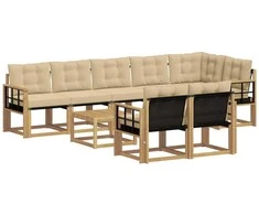 Lauko sofos komplektas su pagalve 9 pcs Balta ir kreminė