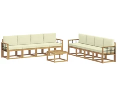 Lauko sofos komplektas su pagalve 9 pcs Balta ir kreminė