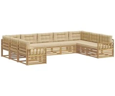 Lauko sofos komplektas su pagalve 9 pcs Balta ir kreminė