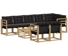 Lauko sofos komplektas su pagalve 9 pcs Balta ir juoda