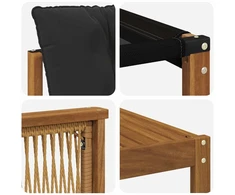 Lauko sofos komplektas 9 vnt. Natūrali ir juoda 59 x 59 x 37 cm