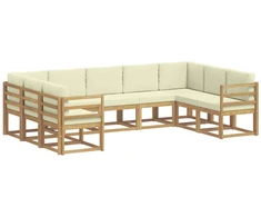 Lauko sofos komplektas su pagalve 9 pcs Balta ir kreminė