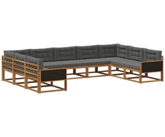 Lauko sofos komplektas su pagalve 9 pcs Natūralus ir antracitas