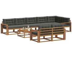 Lauko sofos komplektas su pagalve 9 pcs Natūralus ir antracitas