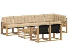 Lauko sofos komplektas su pagalve 9 pcs Balta ir kreminė