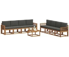 Lauko sofos komplektas su pagalve 9 pcs Natūralus ir antracitas
