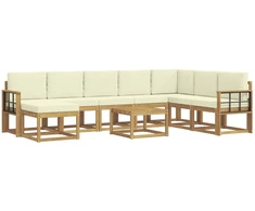 Lauko sofos komplektas su pagalve 9 pcs Balta ir kreminė