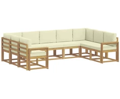 Lauko sofos komplektas su pagalve 9 pcs Balta ir kreminė