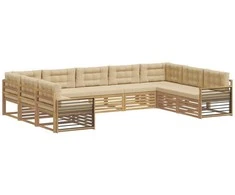 Lauko sofos komplektas su pagalve 9 pcs Balta ir kreminė