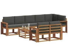 Lauko sofos komplektas su pagalve 9 pcs Natūralus ir antracitas