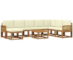 Lauko sofos komplektas su pagalve 9 pcs Natūralus ir grietinėlė