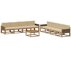 Lauko sofos komplektas su pagalve 9 pcs Natūralus ir bežinis