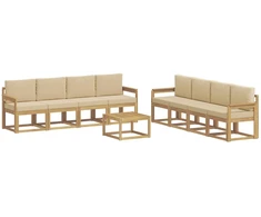 Lauko sofos komplektas su pagalve 9 pcs Balta ir kreminė
