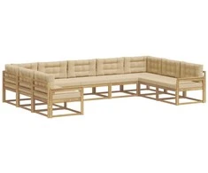 Lauko sofos komplektas su pagalve 9 pcs Balta ir kreminė