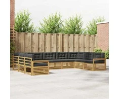 Lauko sofos komplektas su pagalve 9 pcs Balta ir antracito