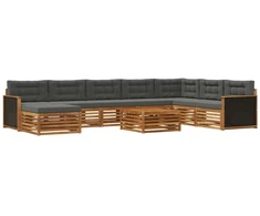Lauko sofos komplektas su pagalve 9 pcs Natūralus ir antracitas
