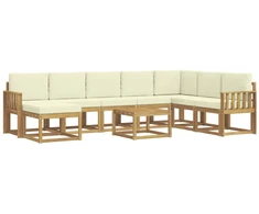 Lauko sofos komplektas su pagalve 9 pcs Balta ir kreminė