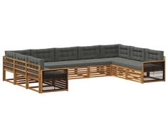 Lauko sofos komplektas su pagalve 9 pcs Natūralus ir antracitas