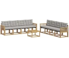 Lauko sofos komplektas su pagalve 9 pcs Balta ir šviesiai pilka