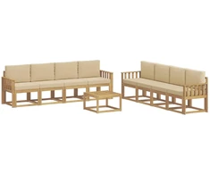 Lauko sofos komplektas su pagalve 9 pcs Balta ir kreminė
