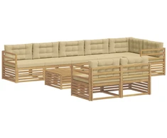 Lauko sofos komplektas su pagalve 9 pcs Balta ir kreminė