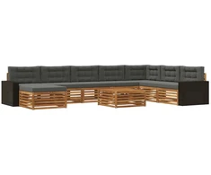 Lauko sofos komplektas su pagalve 9 pcs Natūralus ir antracitas