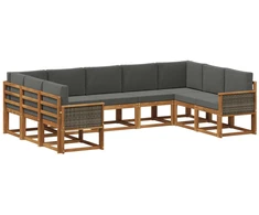 Lauko sofos komplektas su pagalve 9 pcs Natūralus ir antracitas