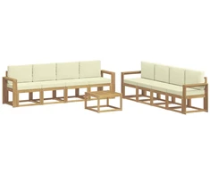 Lauko sofos komplektas su pagalve 9 pcs Balta ir kreminė